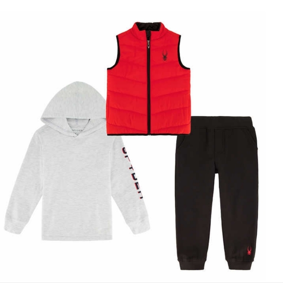 Spyder Other - New! Spyder boys Kids' 3-piece Vest Set Full zipper jogger long sleeve shirt NWT